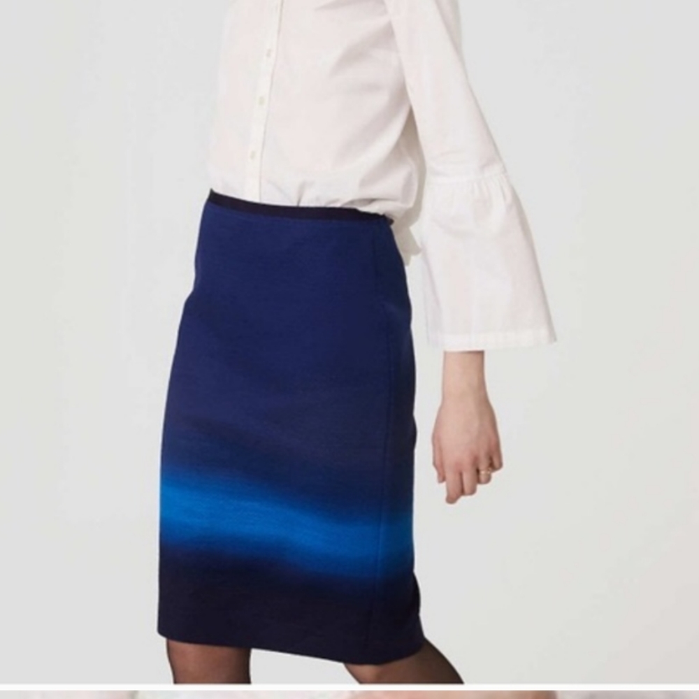 Loft Blue Ombre Pencil Skirt size 8